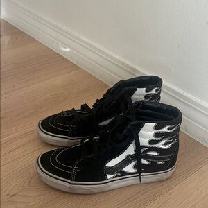 Vans Black and White Flame High-Tops
